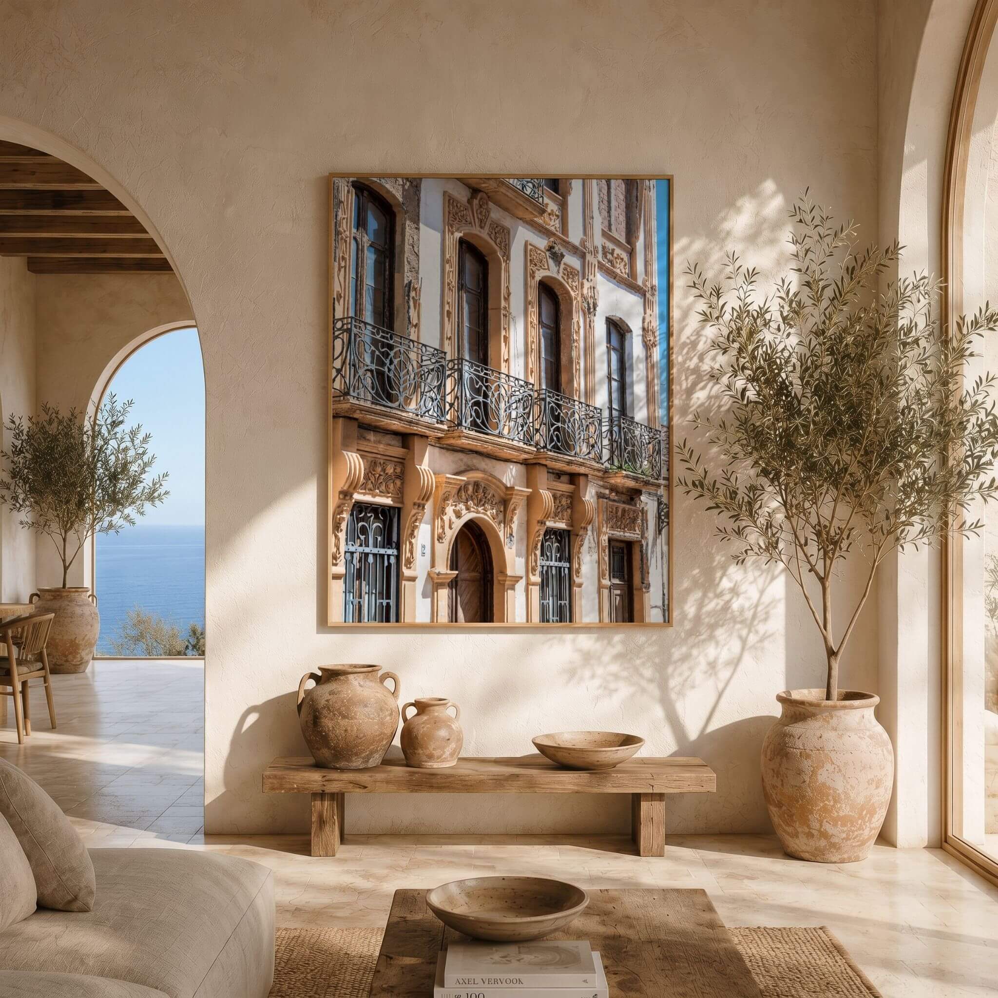 Elegance of Ronda architectural photography displayed as wall art in a warm Mediterranean-style interior, Ronda, Spain - Abigail Diane Photography