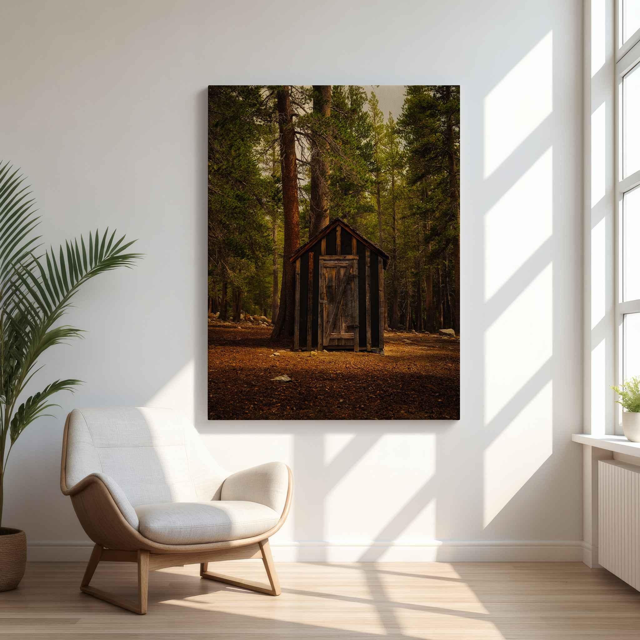 jpg
Rustic Remnant Among the Trees Eastern Sierra canvas print displayed in a bright minimalist reading nook.