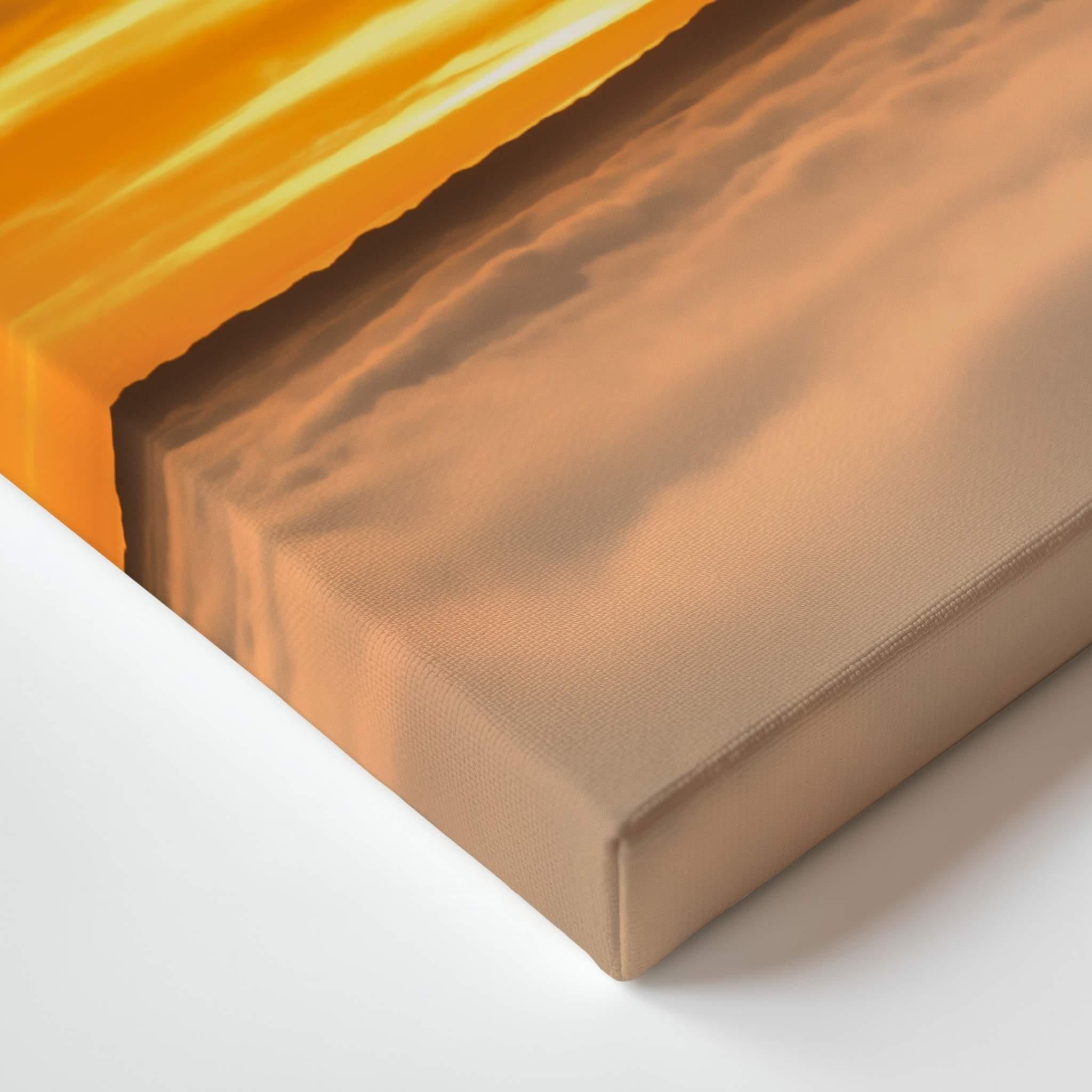 Close-up of the gallery-wrapped canvas corner showing the premium artist-grade canvas texture and wrapped edges of Soaring Above the Clouds by Abigail Diane Photography.