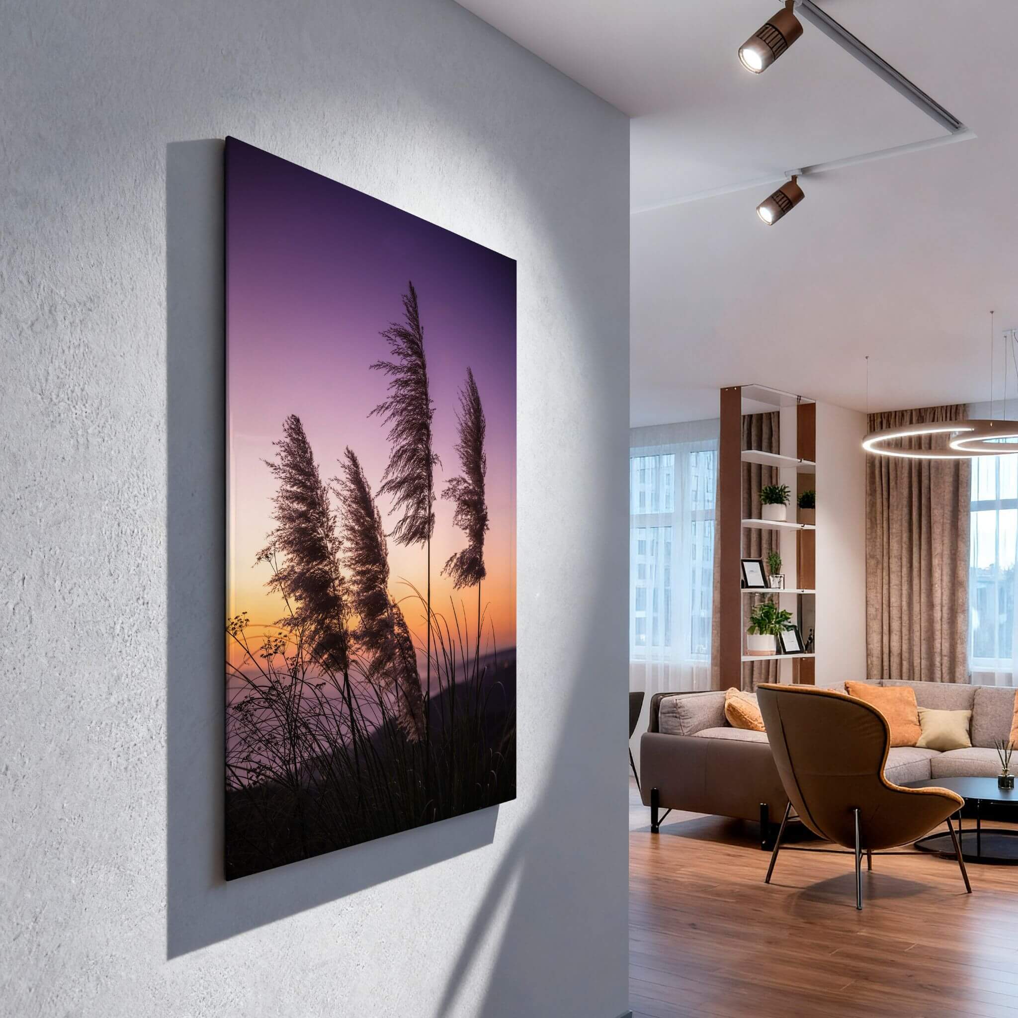 Pampas Grass Sunset  |  Metal Print