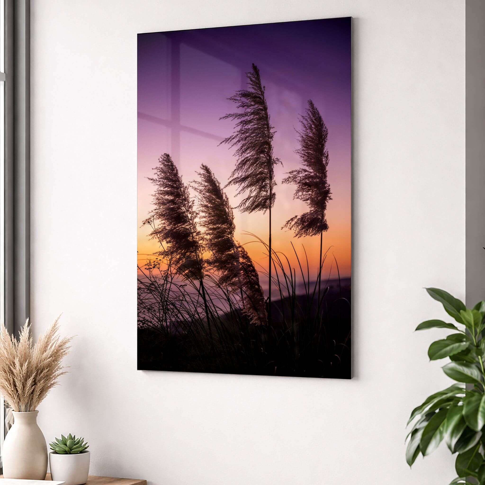 Pampas Grass Sunset  |  Metal Print