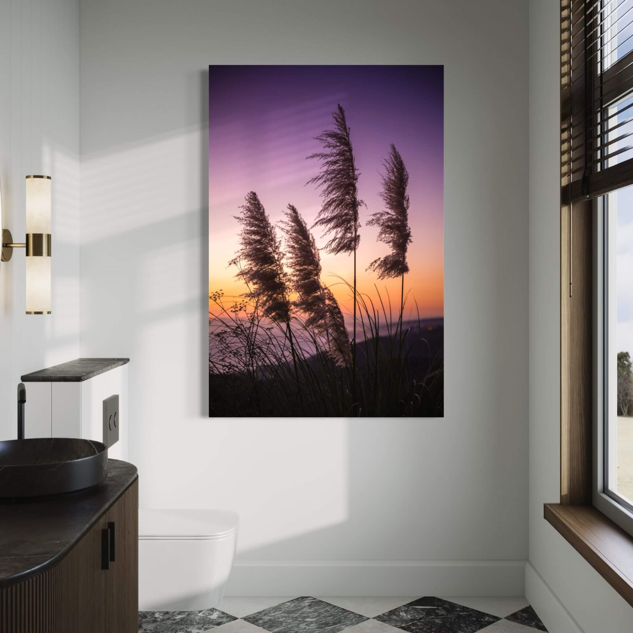 Pampas Grass Sunset  |  Metal Print