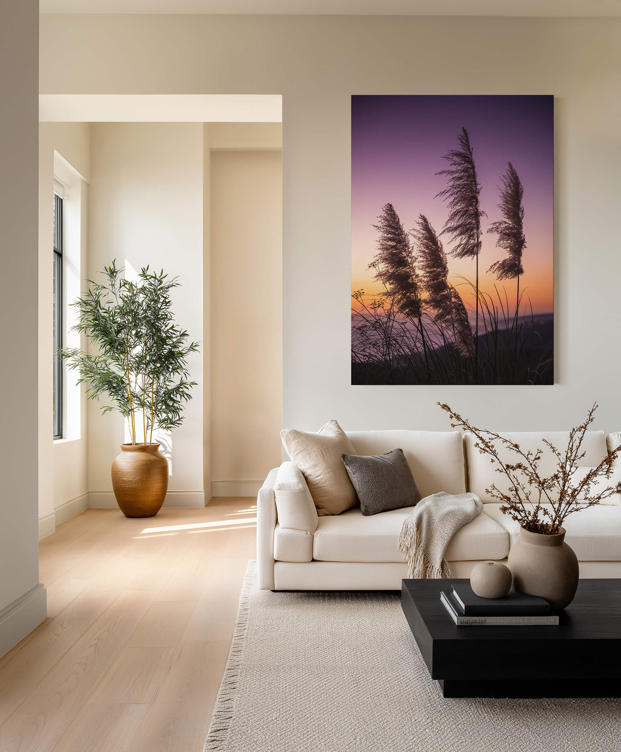 Pampas Grass Sunset  |  Metal Print