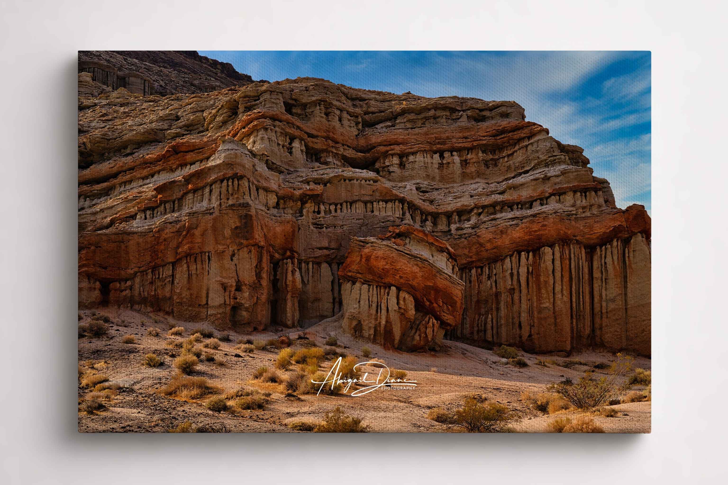 Towering sandstone cliffs and sculpted rock formations at Red Rock Canyon State Park in the Eastern Sierra, California. Fine art landscape print by Abigail Diane Photography.